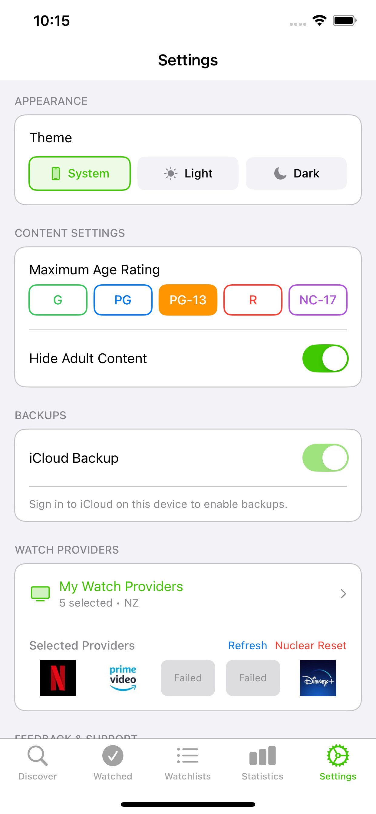 SeenTracker settings
