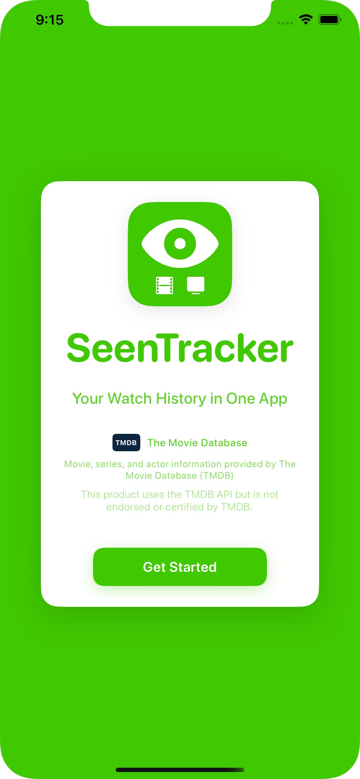 SeenTracker splash screen